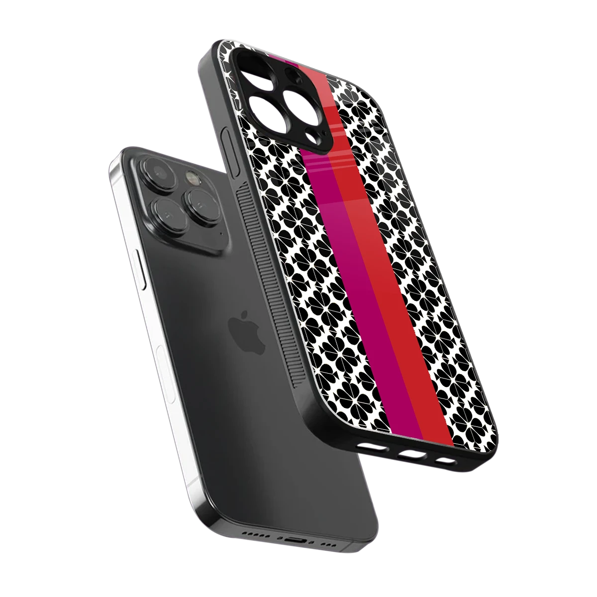 Rosy Noir sleek iphone 15 pro max cover with tempered glass back and TPU edges