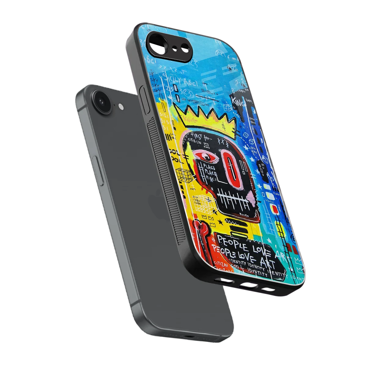 Royal Graffiti sleek iphone 16e cover with tempered glass back and TPU edges