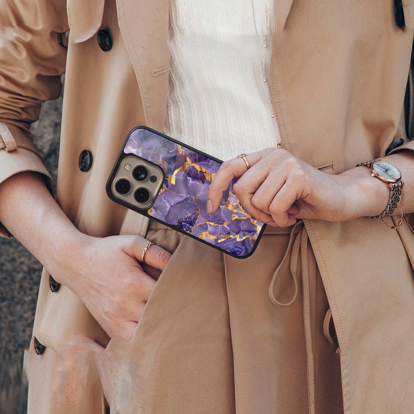 Royal Amethyst Phone Case for Iphone 16 | Glass Case