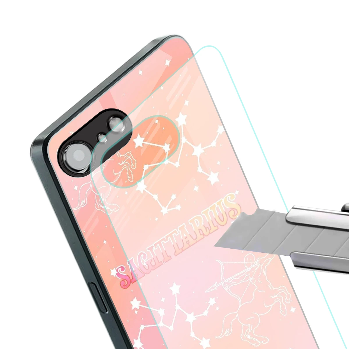 Sagittarius Aura stylish phone case for iphone 16e | glossy glass and slim fit
