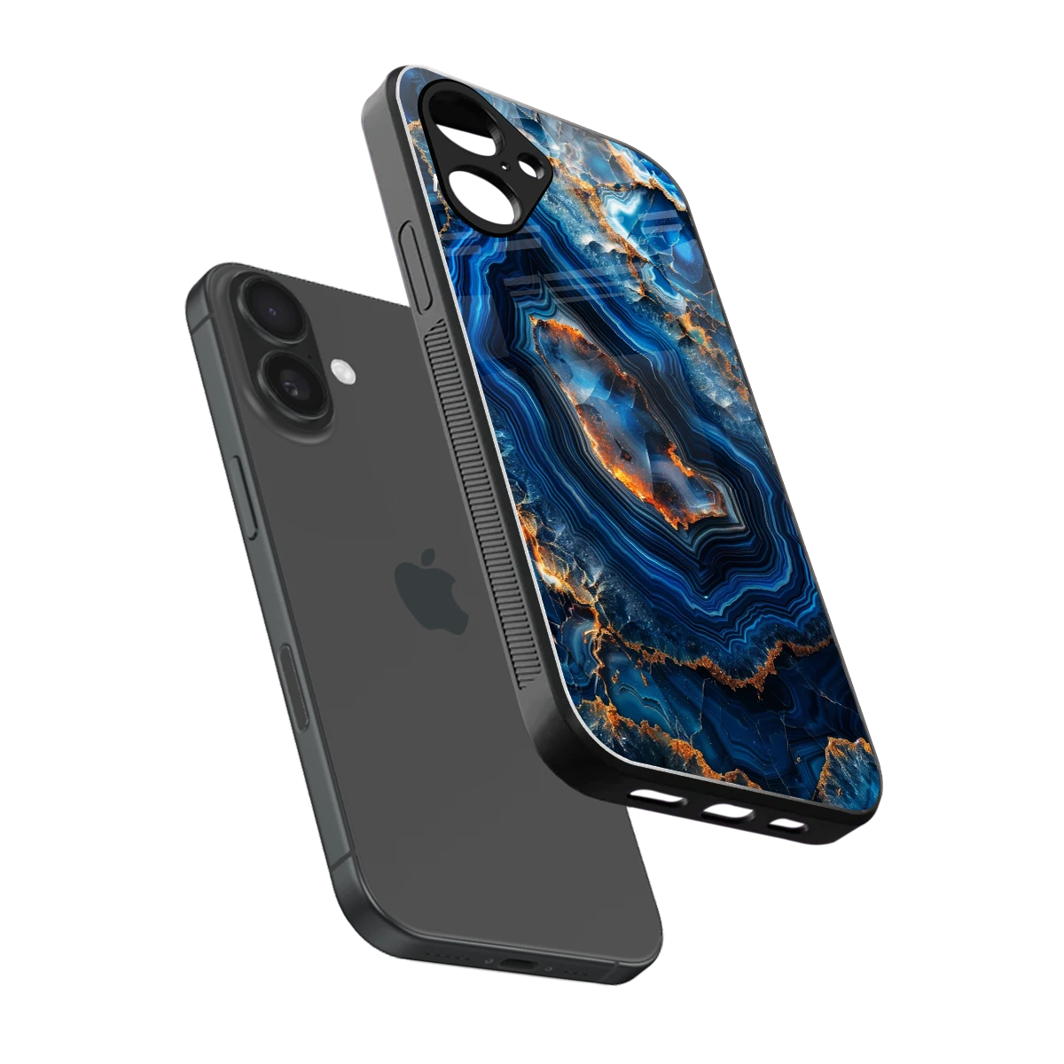 Sapphire Granite sleek iPhone 16 cover with tempered glass back and TPU edges