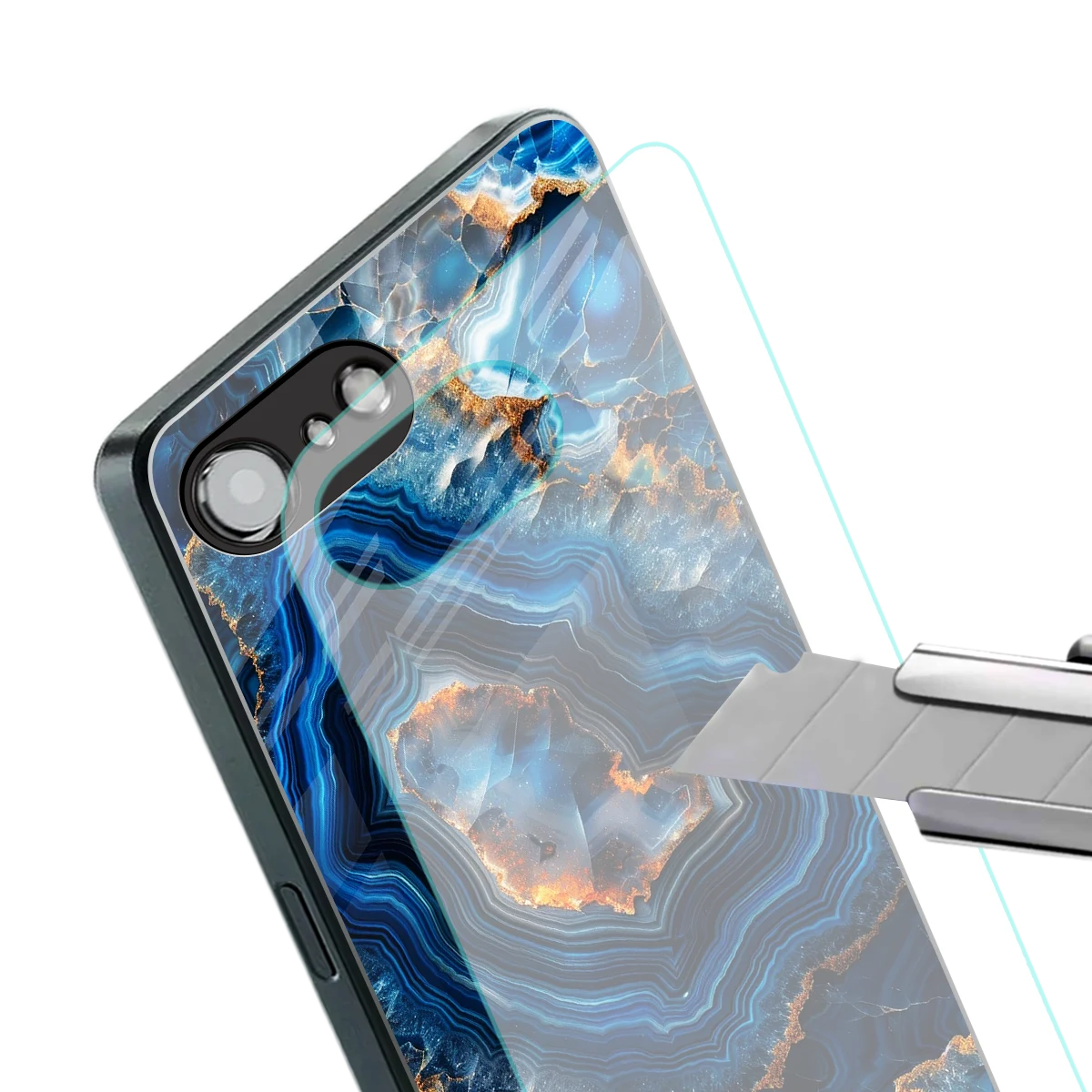 Sapphire Granite stylish phone case for iphone 16e | glossy glass and slim fit