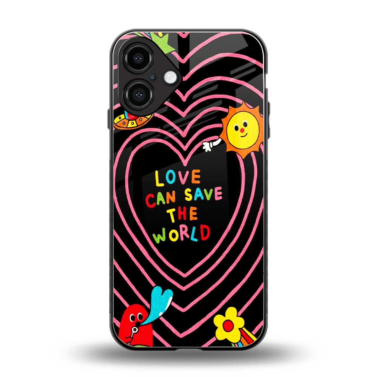 Save With Love back phone cover | glass case for iphone 16 plus