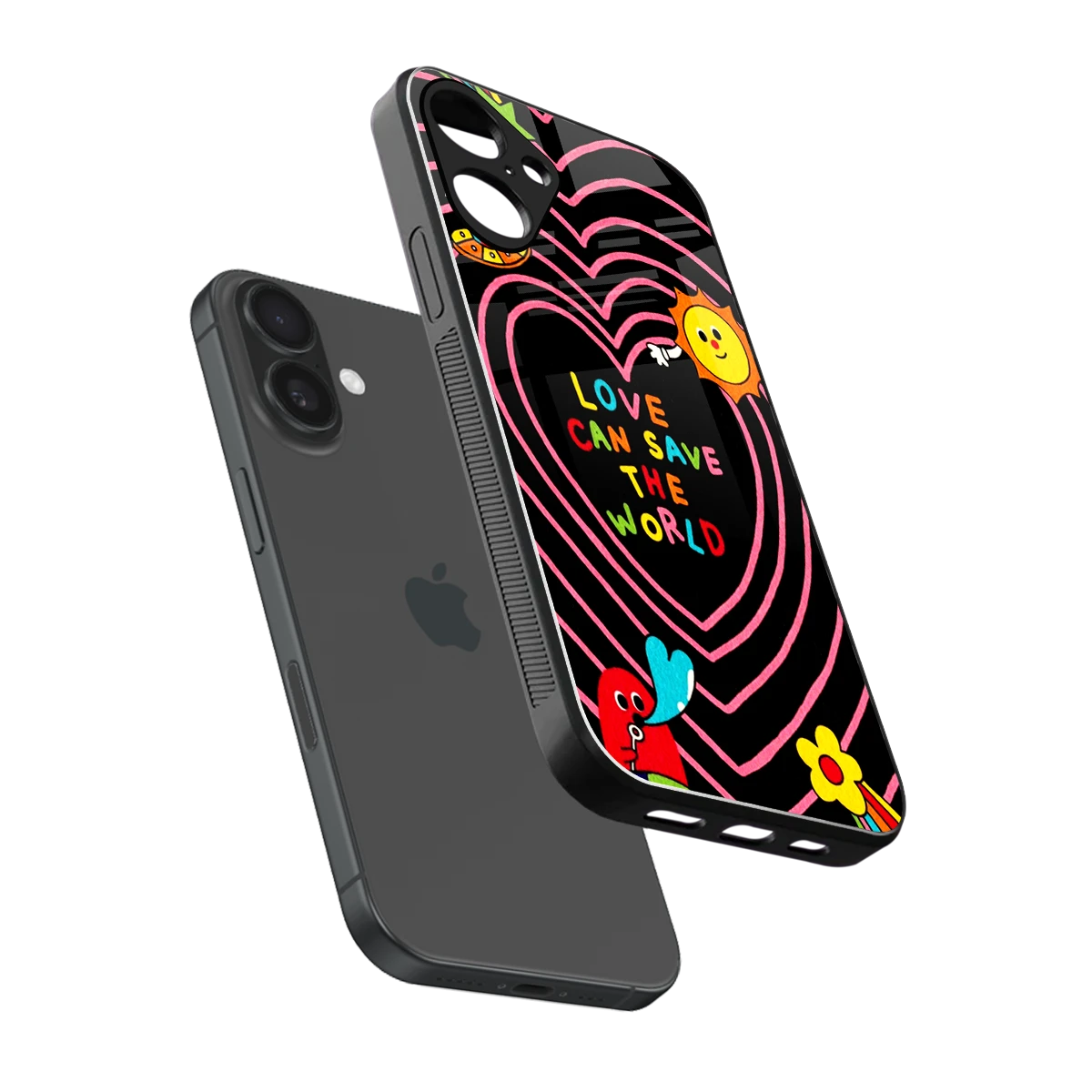 Save With Love sleek iphone 16 plus cover with tempered glass back and TPU edges