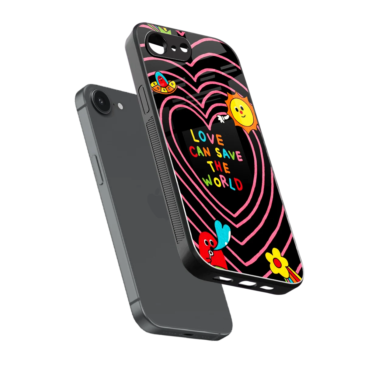 Save With Love sleek iphone 16e cover with tempered glass back and TPU edges
