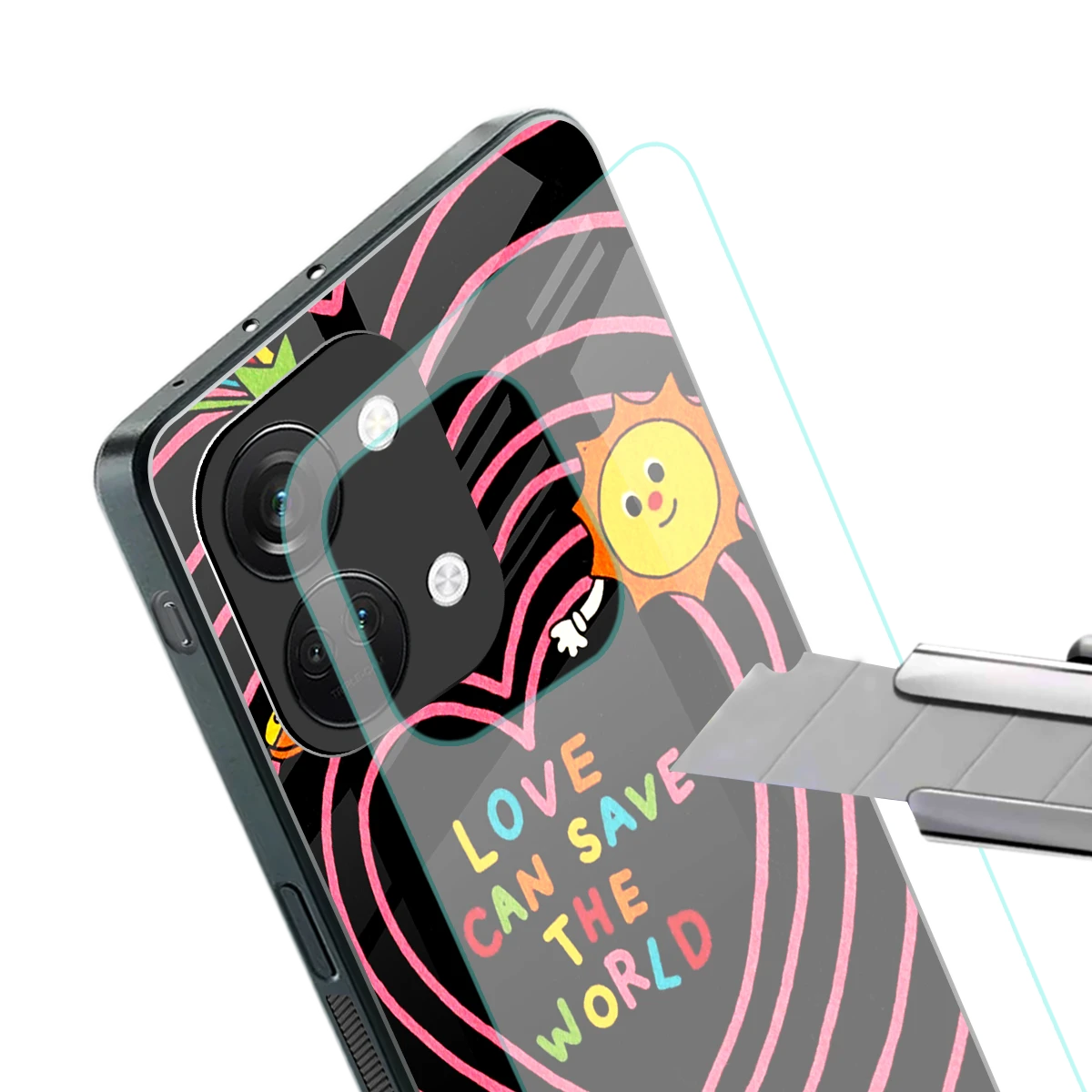 Save With Love stylish phone case for oneplus nord 3 | glossy glass and slim fit