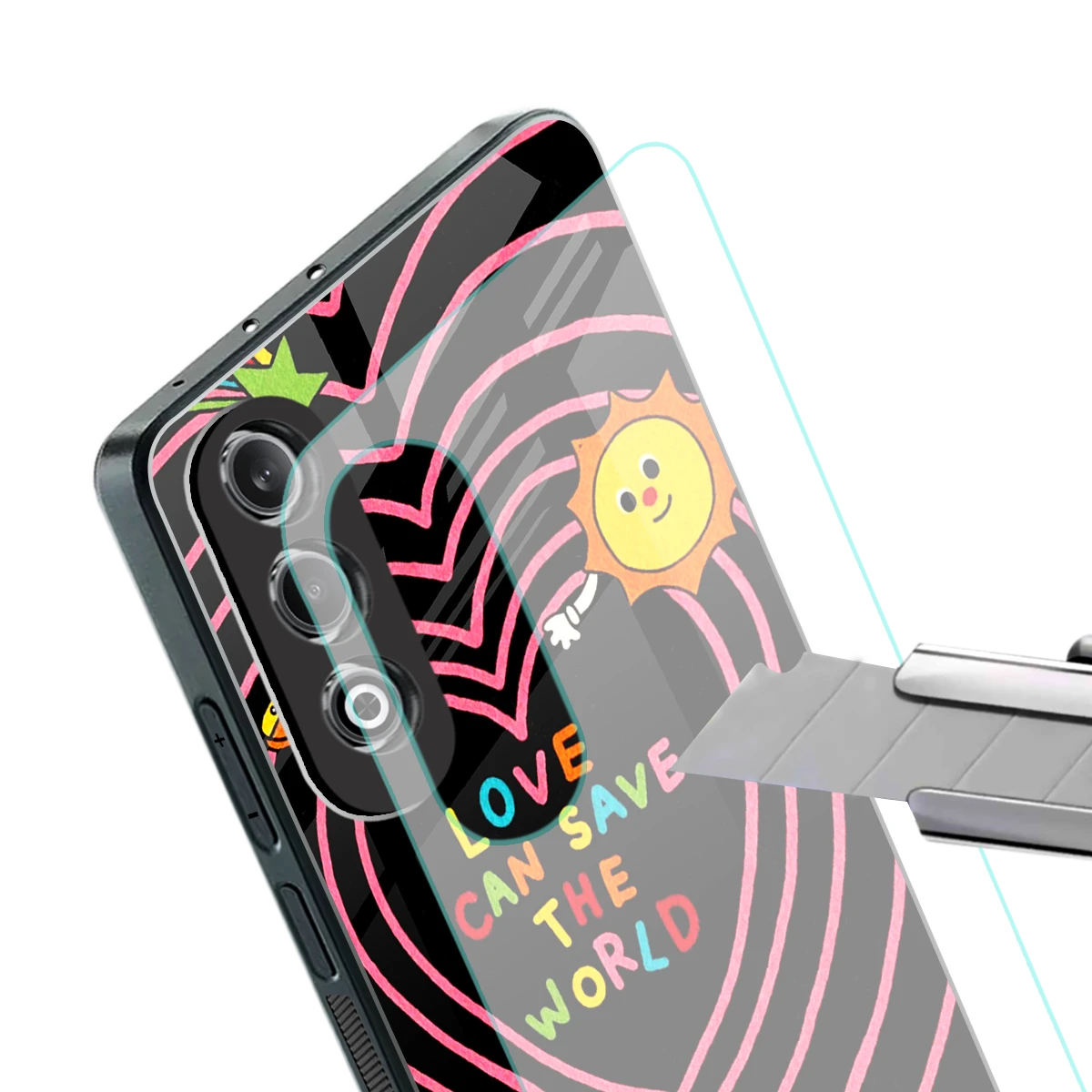 Save With Love stylish phone case for oneplus nord ce 4 | glossy glass and slim fit
