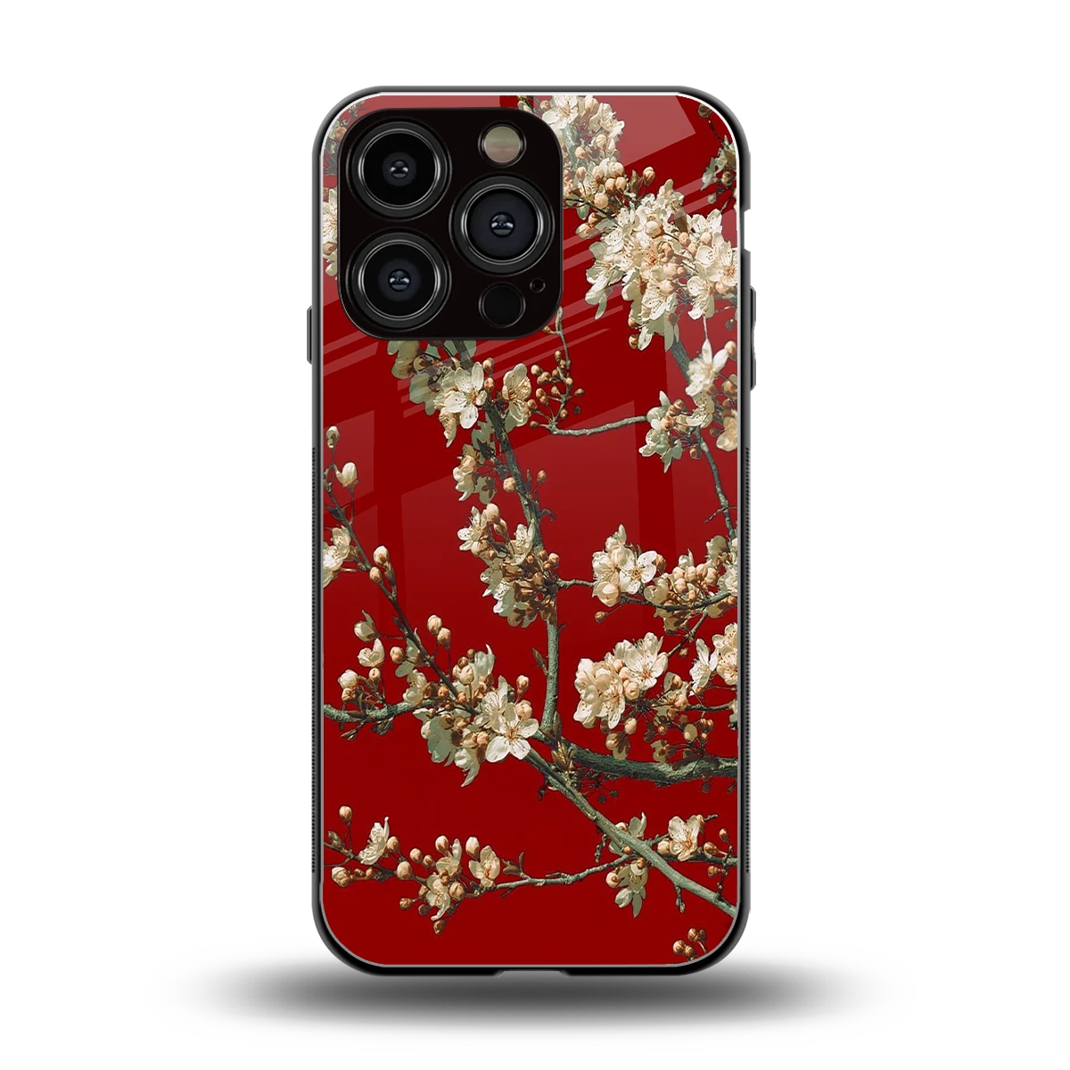Scarlet Petals back phone cover | glass case for iphone 16 pro