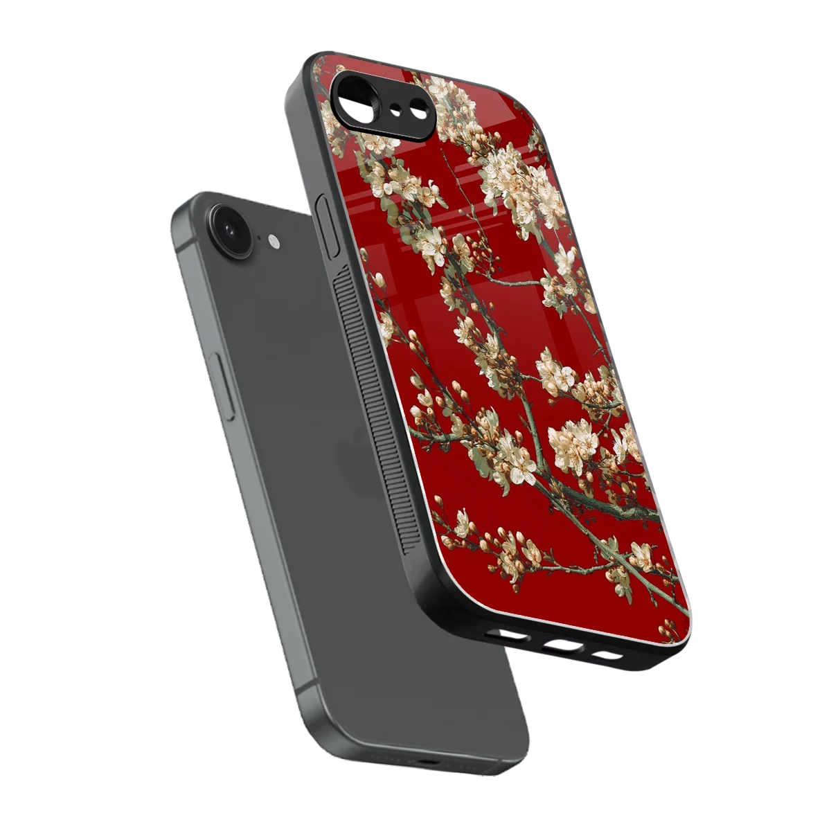 Scarlet Petals sleek iphone 16e cover with tempered glass back and TPU edges