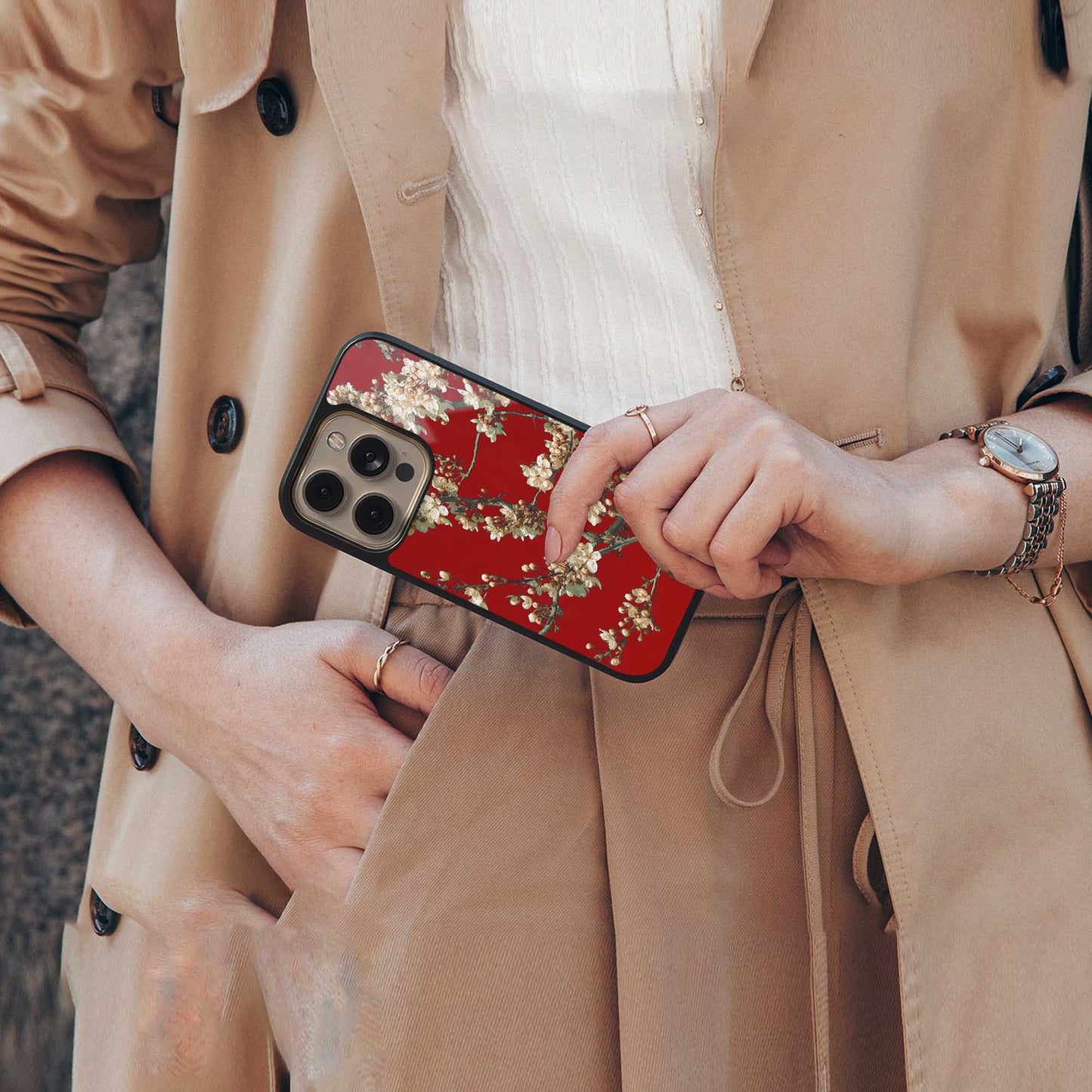 Scarlet Petals Phone Case for Iphone 16 | Glass Case