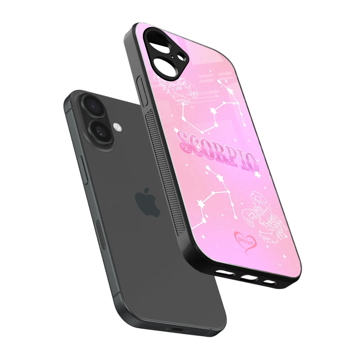 Scorpio Aura sleek iPhone 16 cover with tempered glass back and TPU edges