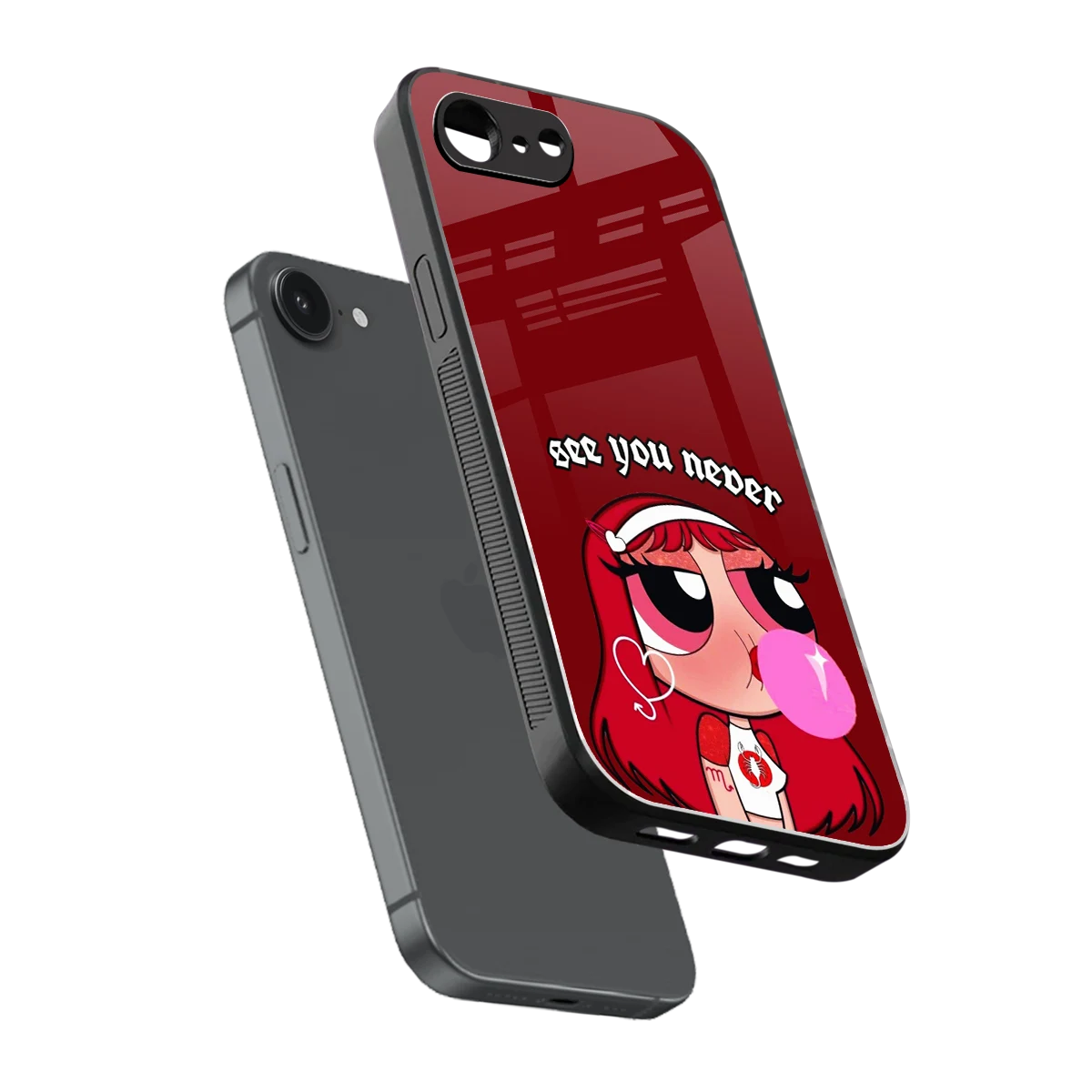 See You Never sleek iphone 16e cover with tempered glass back and TPU edges