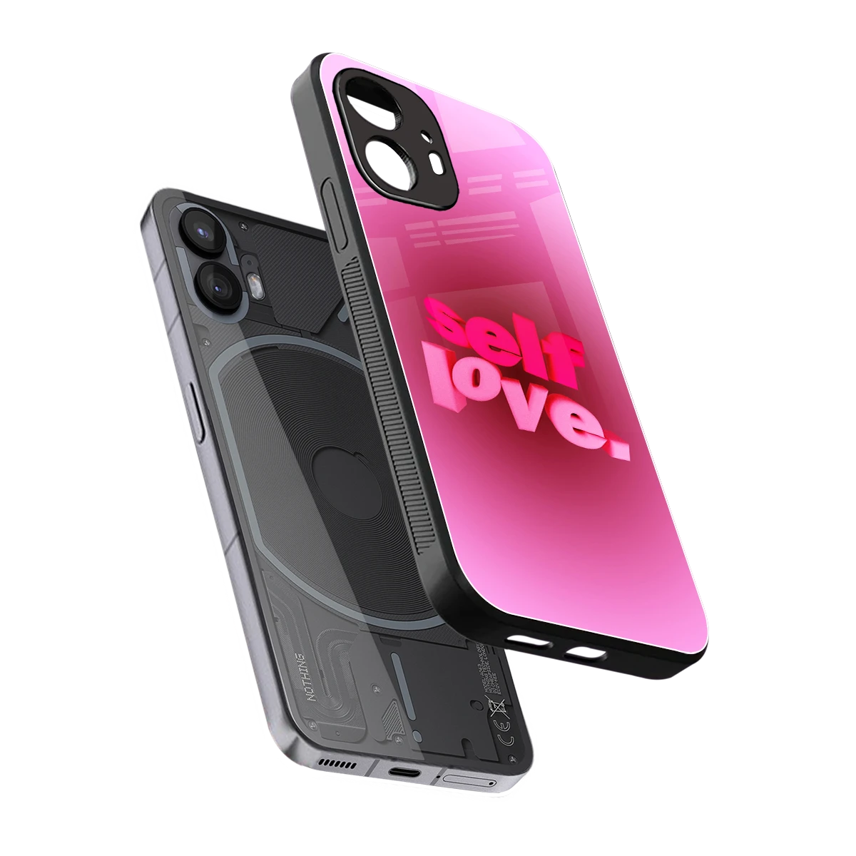 Self Love Aesthetic sleek nothing phone 2 cover with tempered glass back and TPU edges
