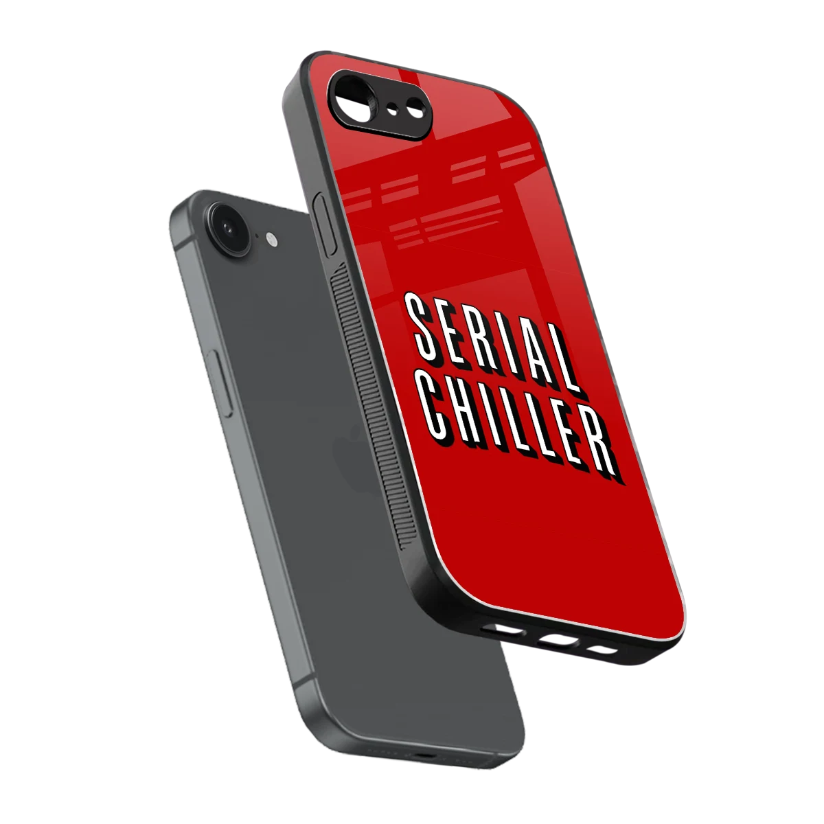 Serial Chiller sleek iphone 16e cover with tempered glass back and TPU edges