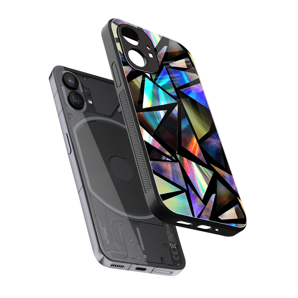 Shattered Luxe sleek nothing phone 1 cover with tempered glass back and TPU edges
