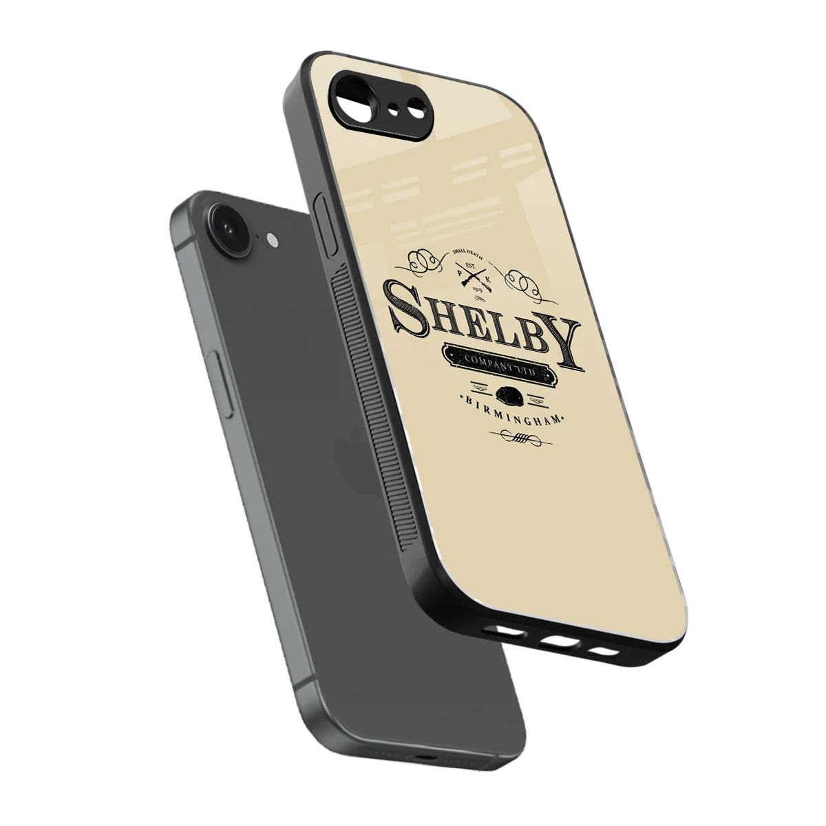 Shelby sleek iphone 16e cover with tempered glass back and TPU edges