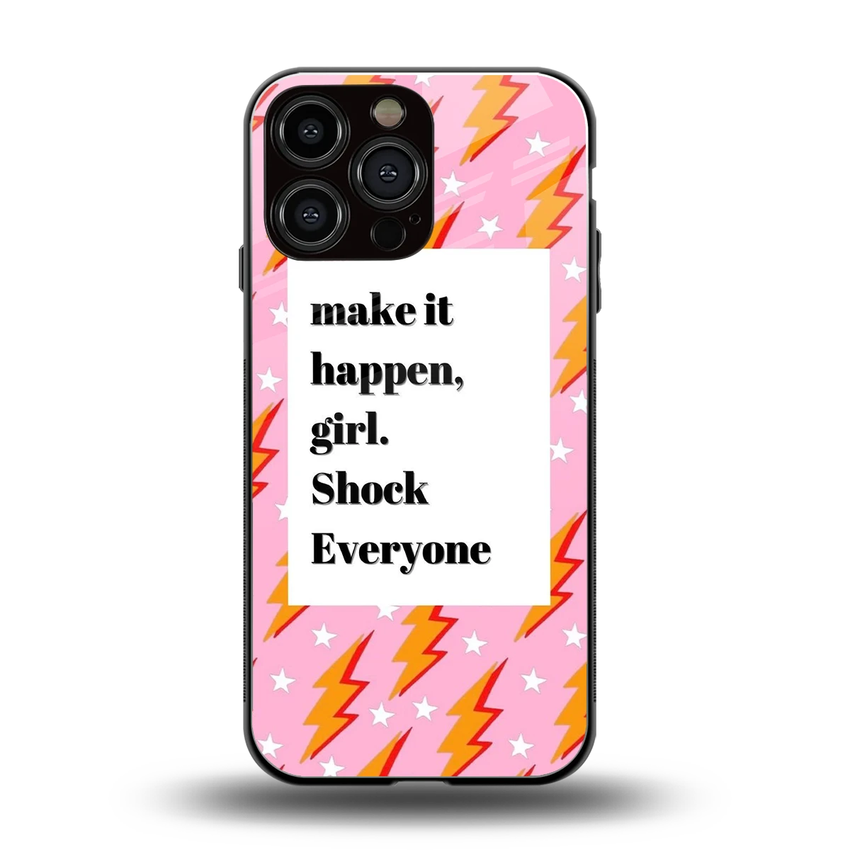 Shock Everyone back phone cover | glass case for iphone 15 pro max