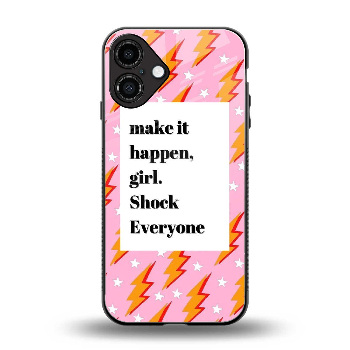 Shock Everyone back phone cover | glass case for iphone 16 plus