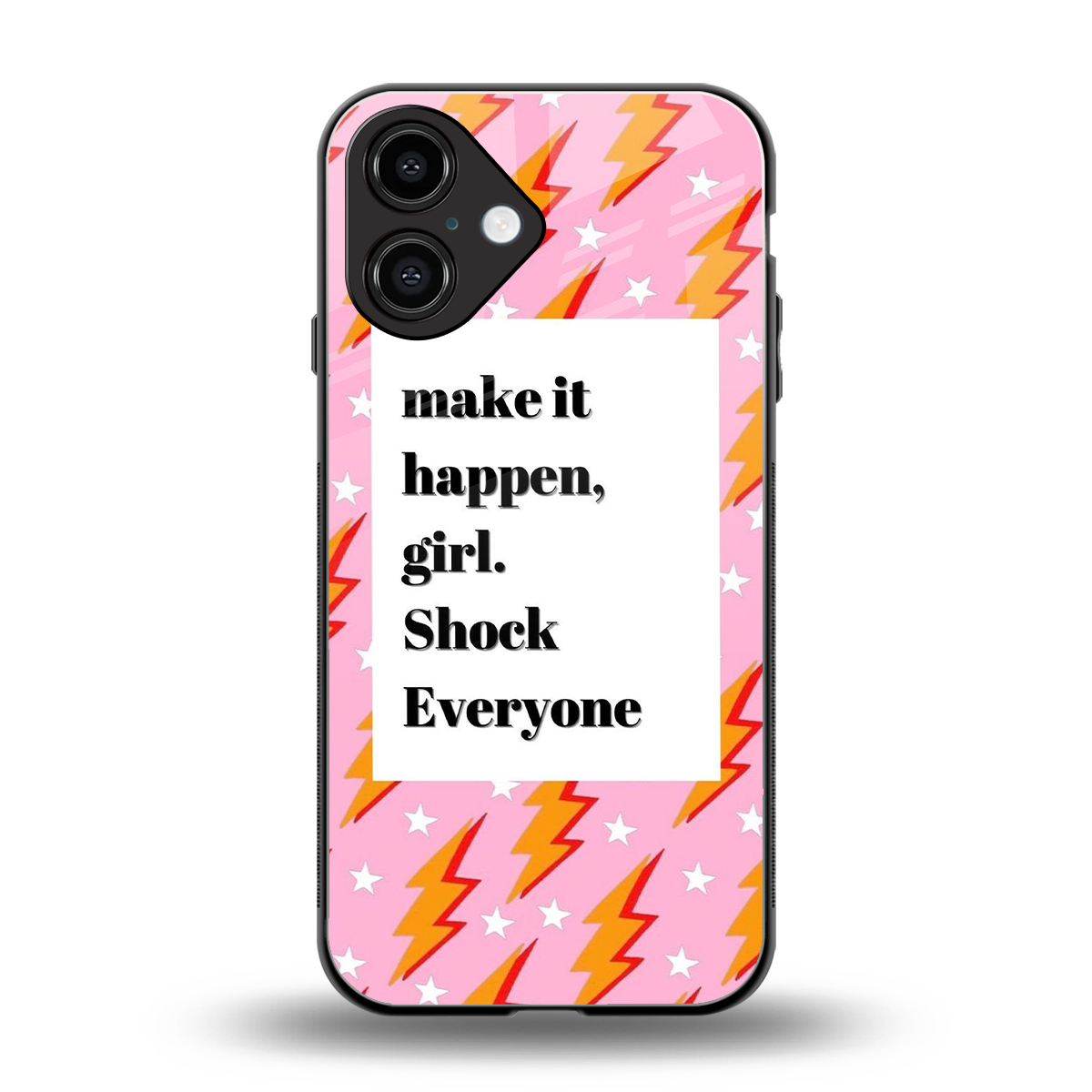 Shock Everyone back phone cover | glass case for iphone 16