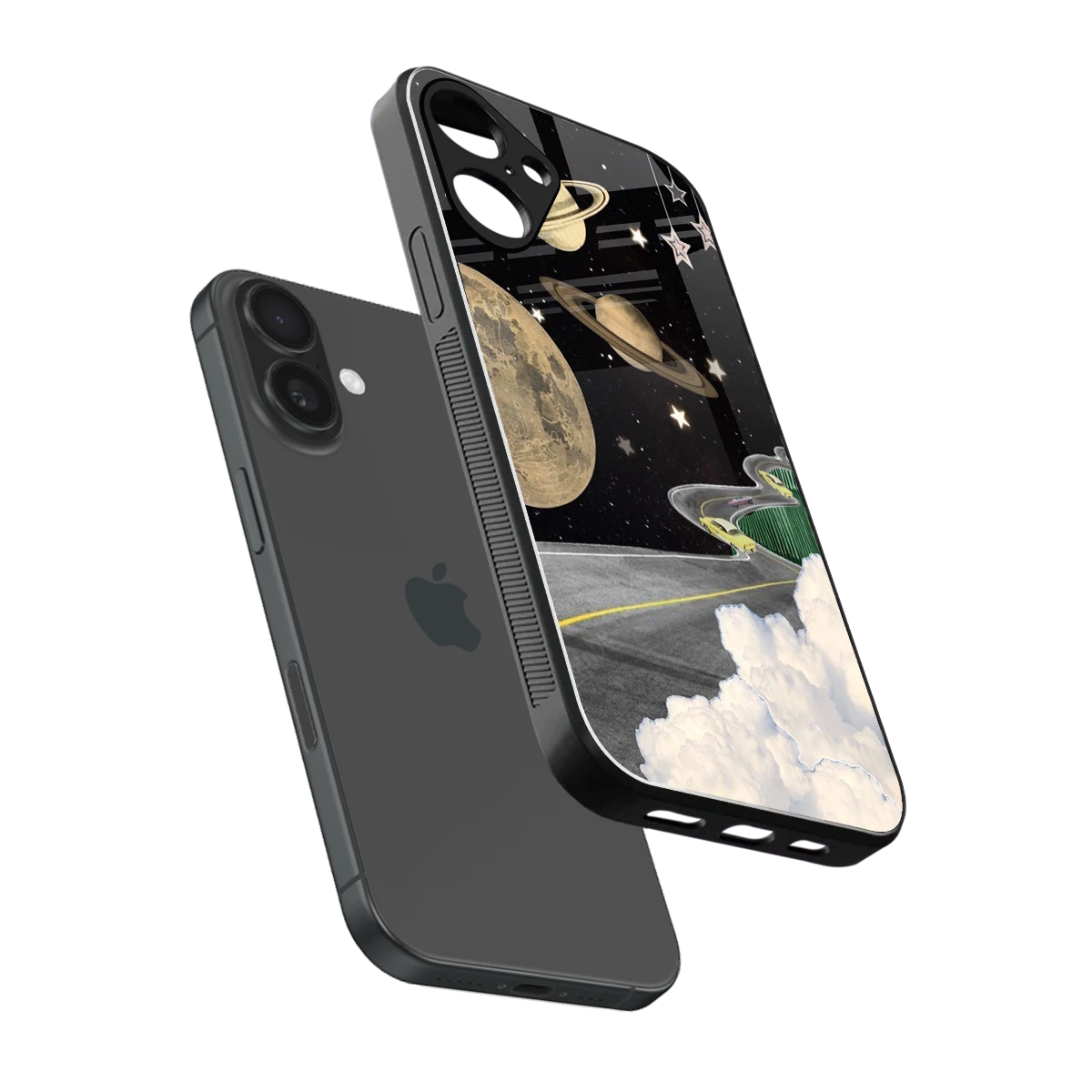Skyline Galaxy sleek iphone 16 plus cover with tempered glass back and TPU edges
