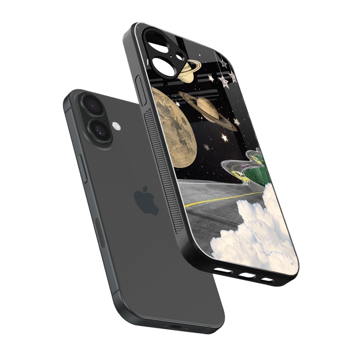 Skyline Galaxy sleek iPhone 16 cover with tempered glass back and TPU edges