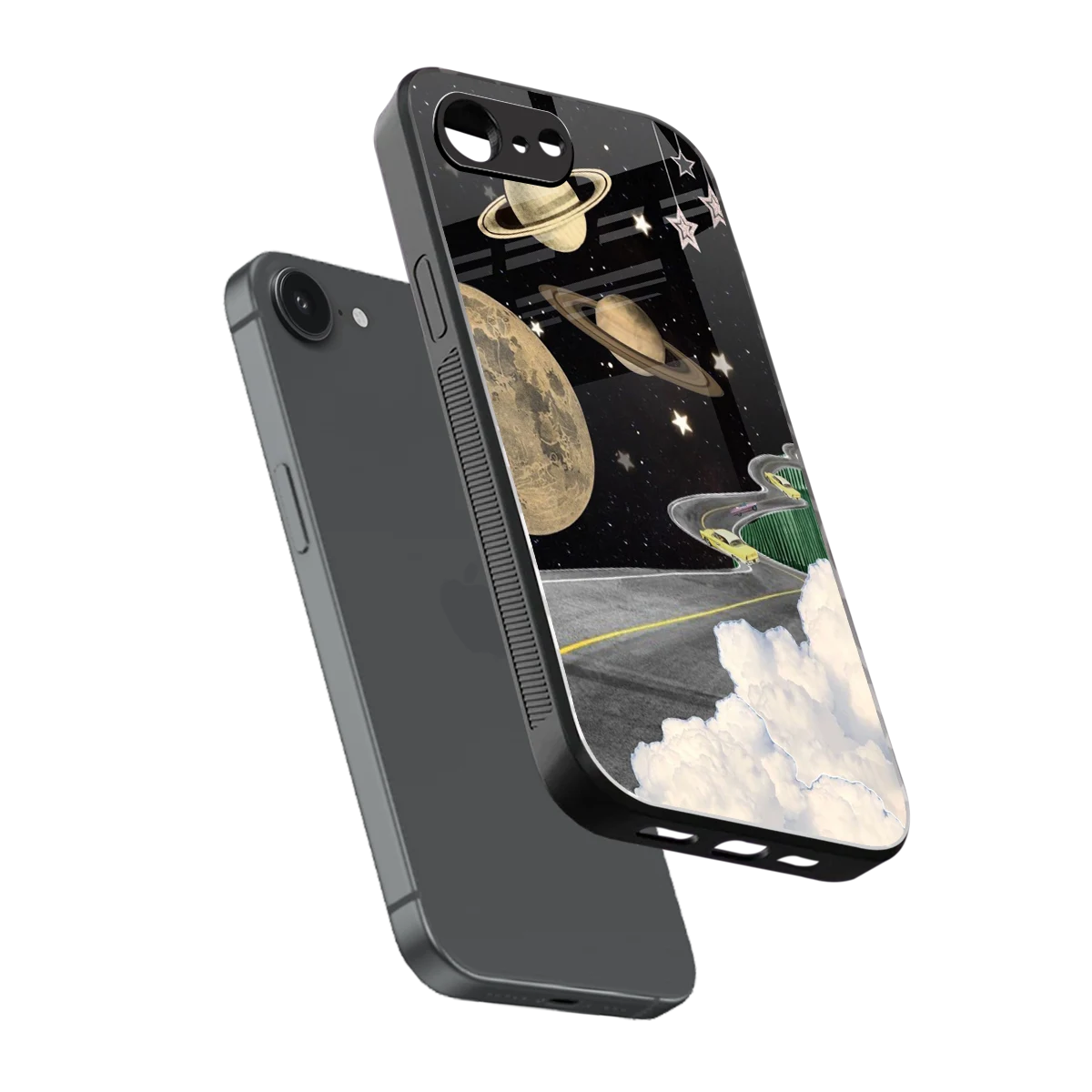 Skyline Galaxy sleek iphone 16e cover with tempered glass back and TPU edges