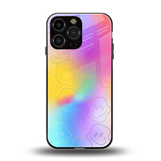 Smiley Colorburst back phone cover | glass case for iphone 14 pro max
