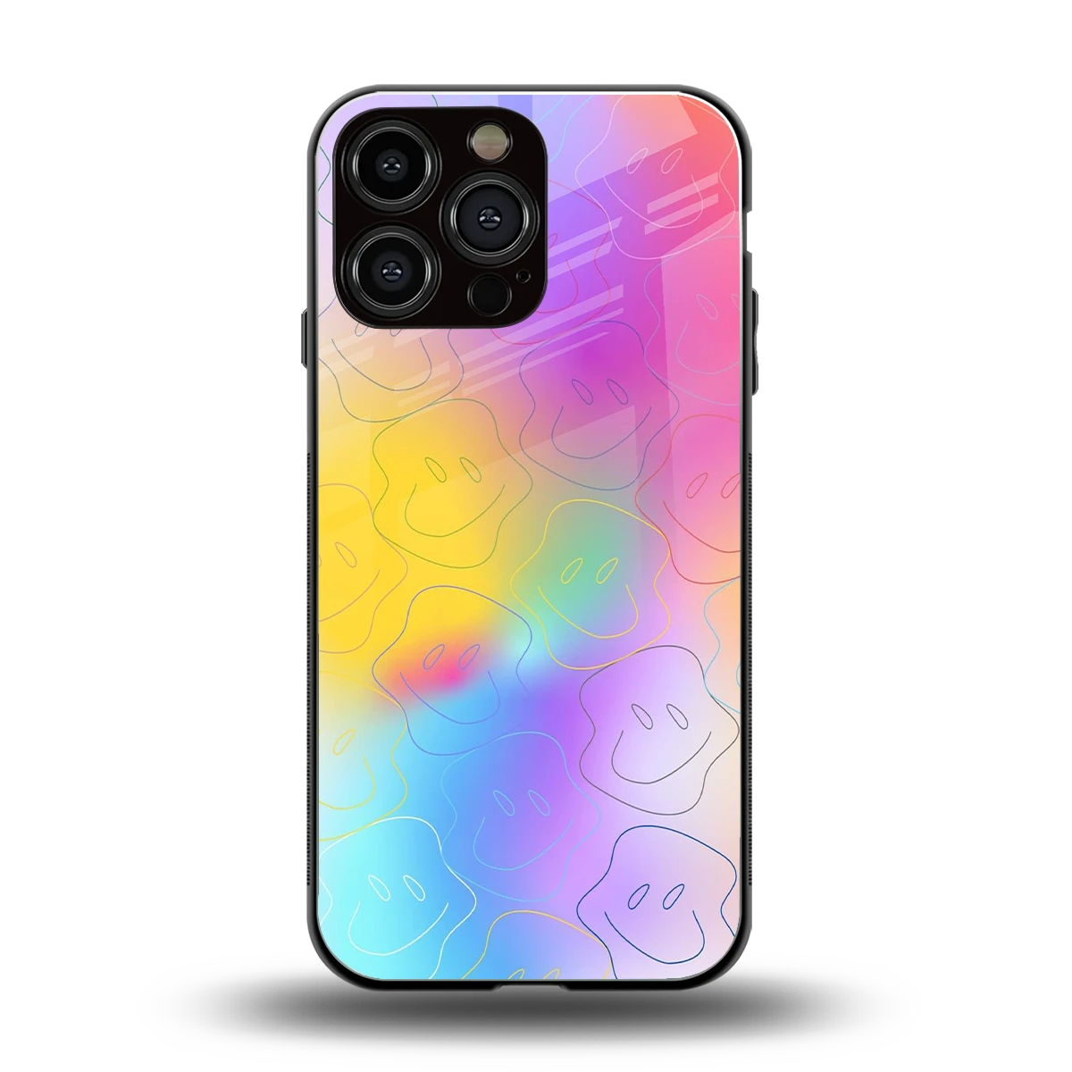 Smiley Colorburst back phone cover | glass case for iphone 15 pro max