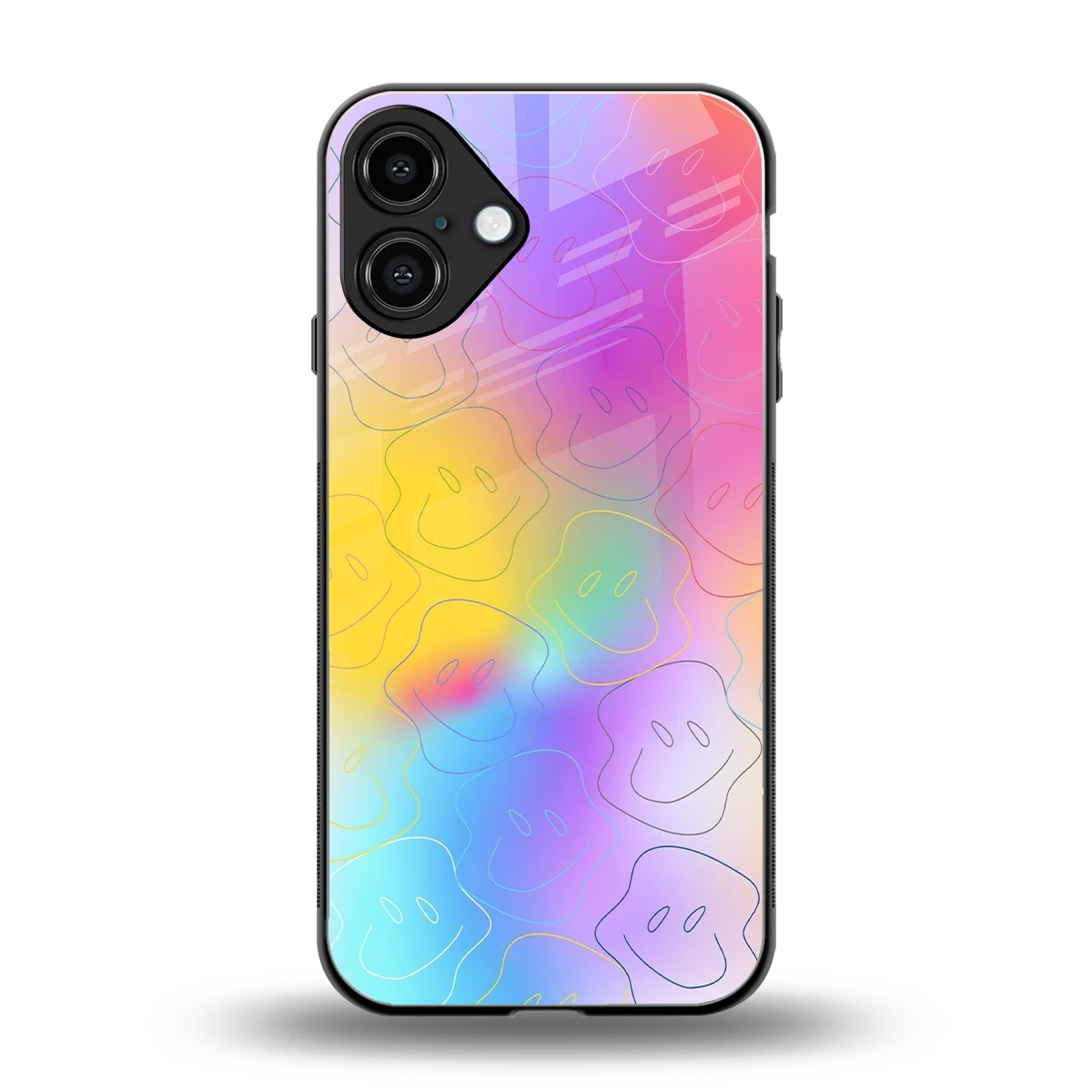 Smiley Colorburst back phone cover | glass case for iphone 16 plus