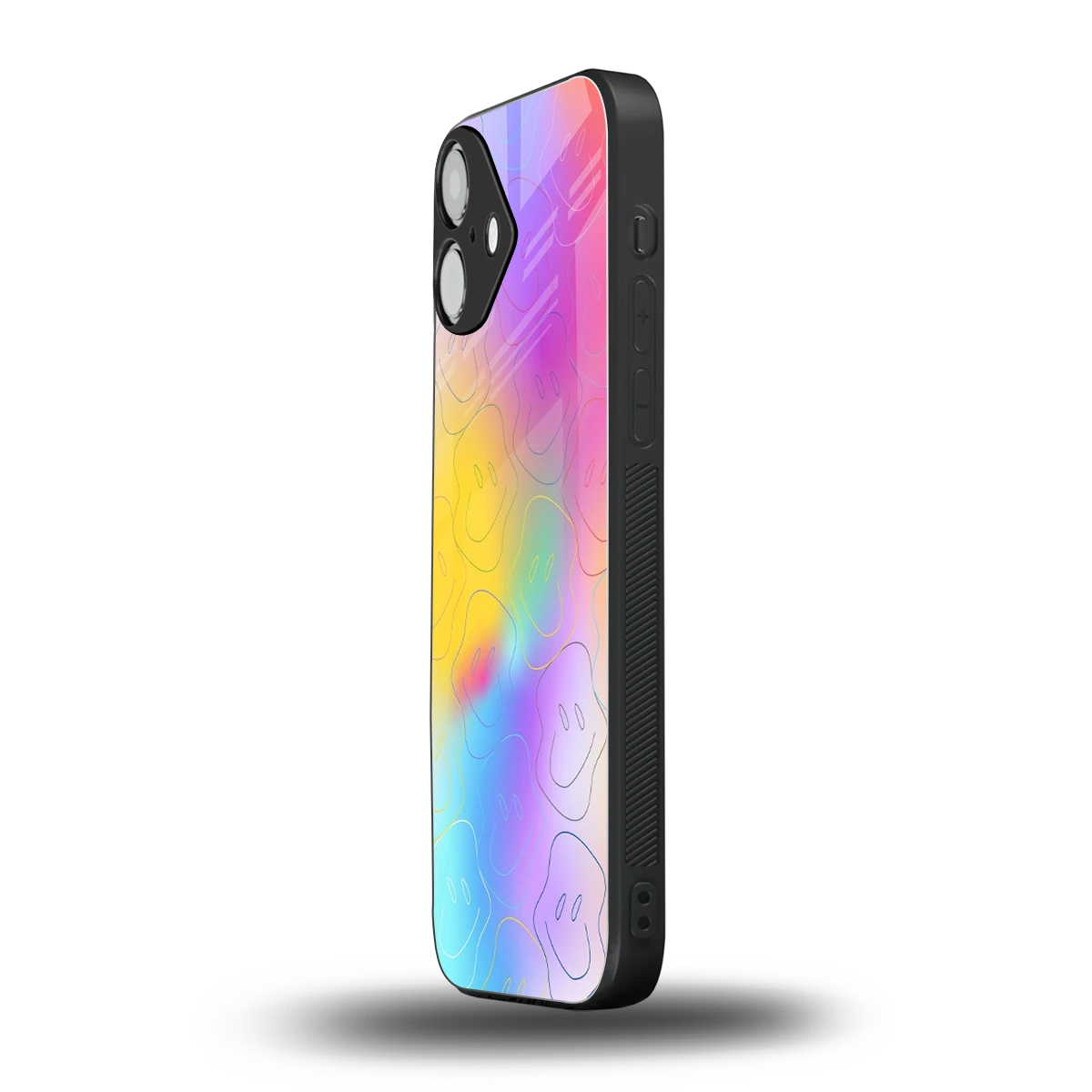 Smiley Colorburst iphone 16 plus mobile cover | shockproof glass phone case