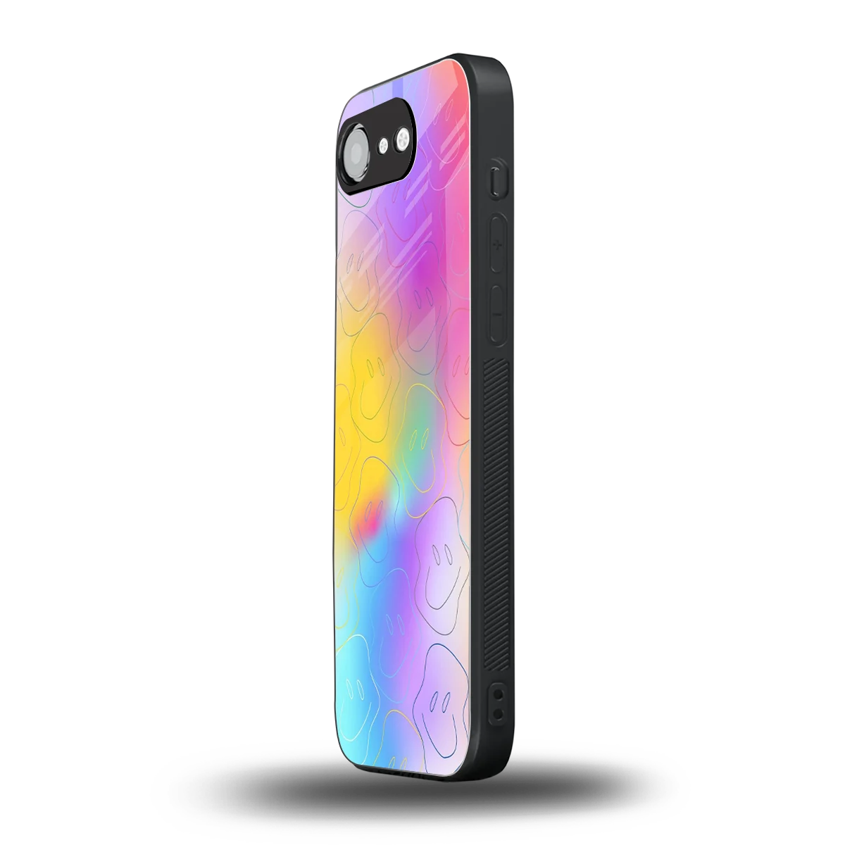 Smiley Colorburst iphone 16e mobile cover | shockproof glass phone case