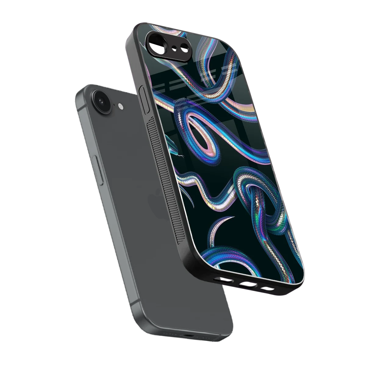 Snakes sleek iphone 16e cover with tempered glass back and TPU edges