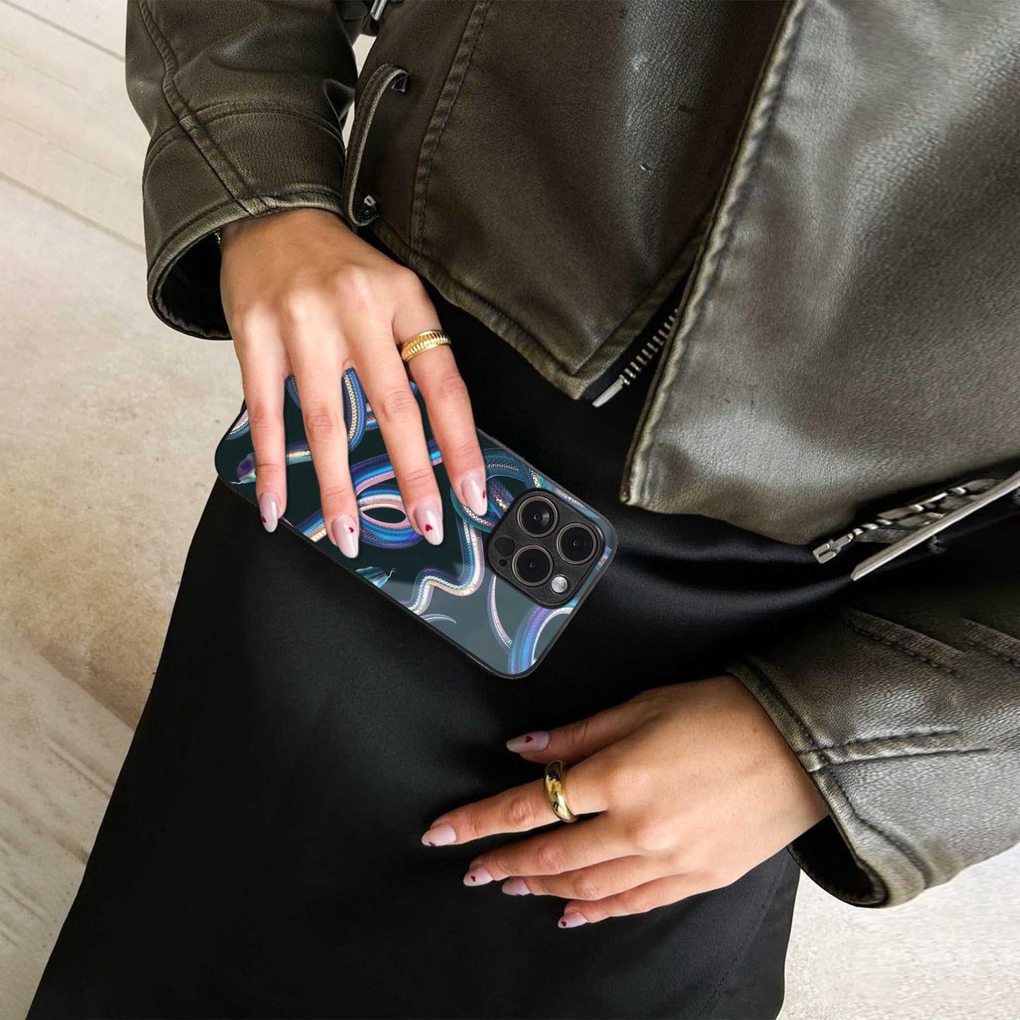 Snakes luxury glass phone case for iPhone 16 | scratch and drop resistant