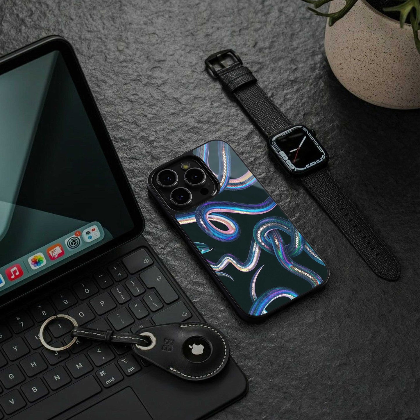 Snakes TPU glass hybrid case for iPhone 16 | premium mobile back cover