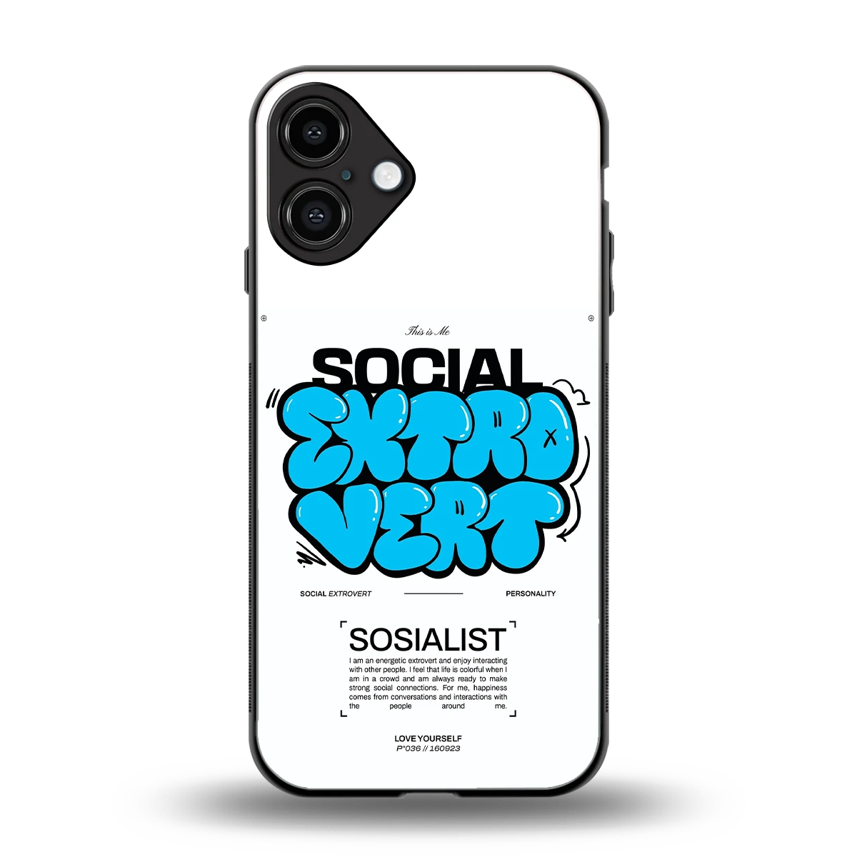 Social Extrovert back phone cover | glass case for iphone 16 plus