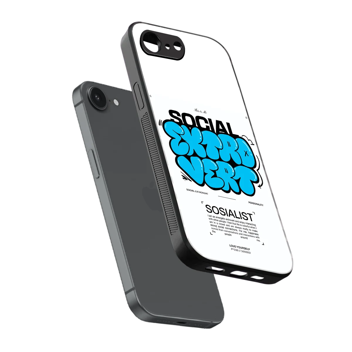 Social Extrovert sleek iphone 16e cover with tempered glass back and TPU edges