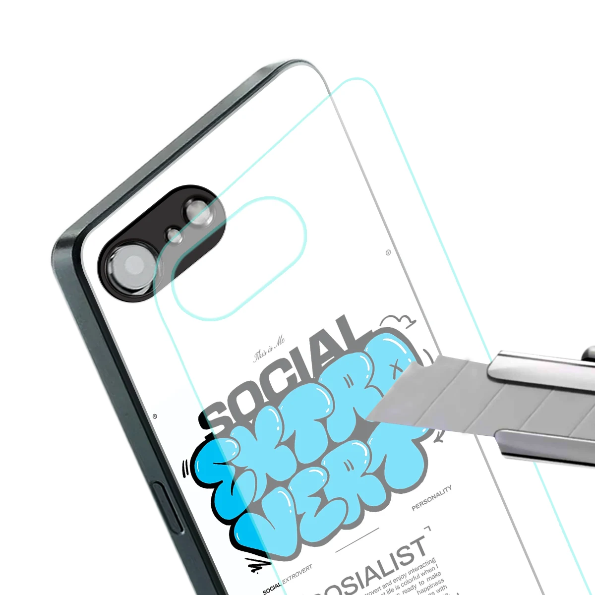 Social Extrovert stylish phone case for iphone 16e | glossy glass and slim fit