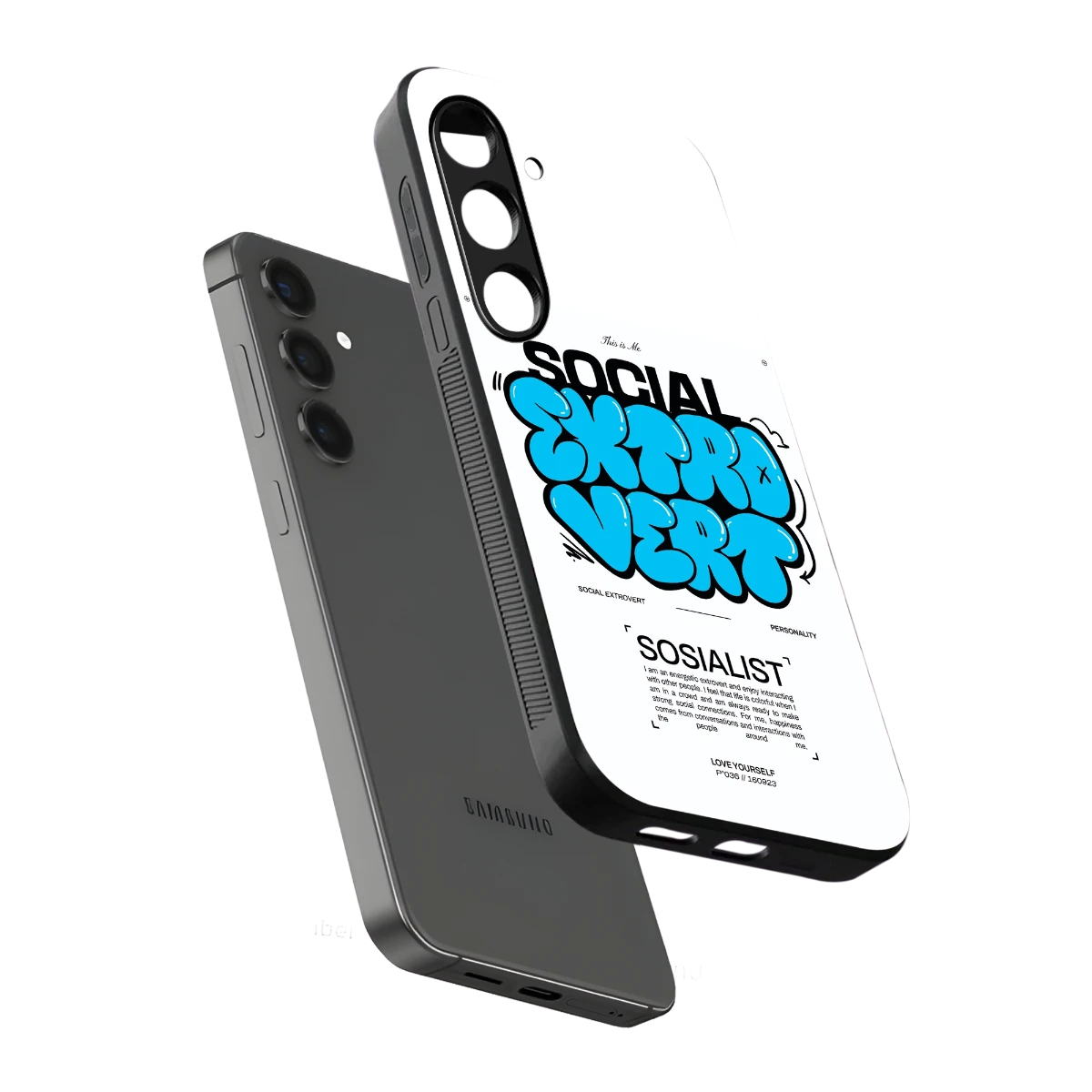 Social Extrovert sleek samsung galaxy s24 cover with tempered glass back and TPU edges