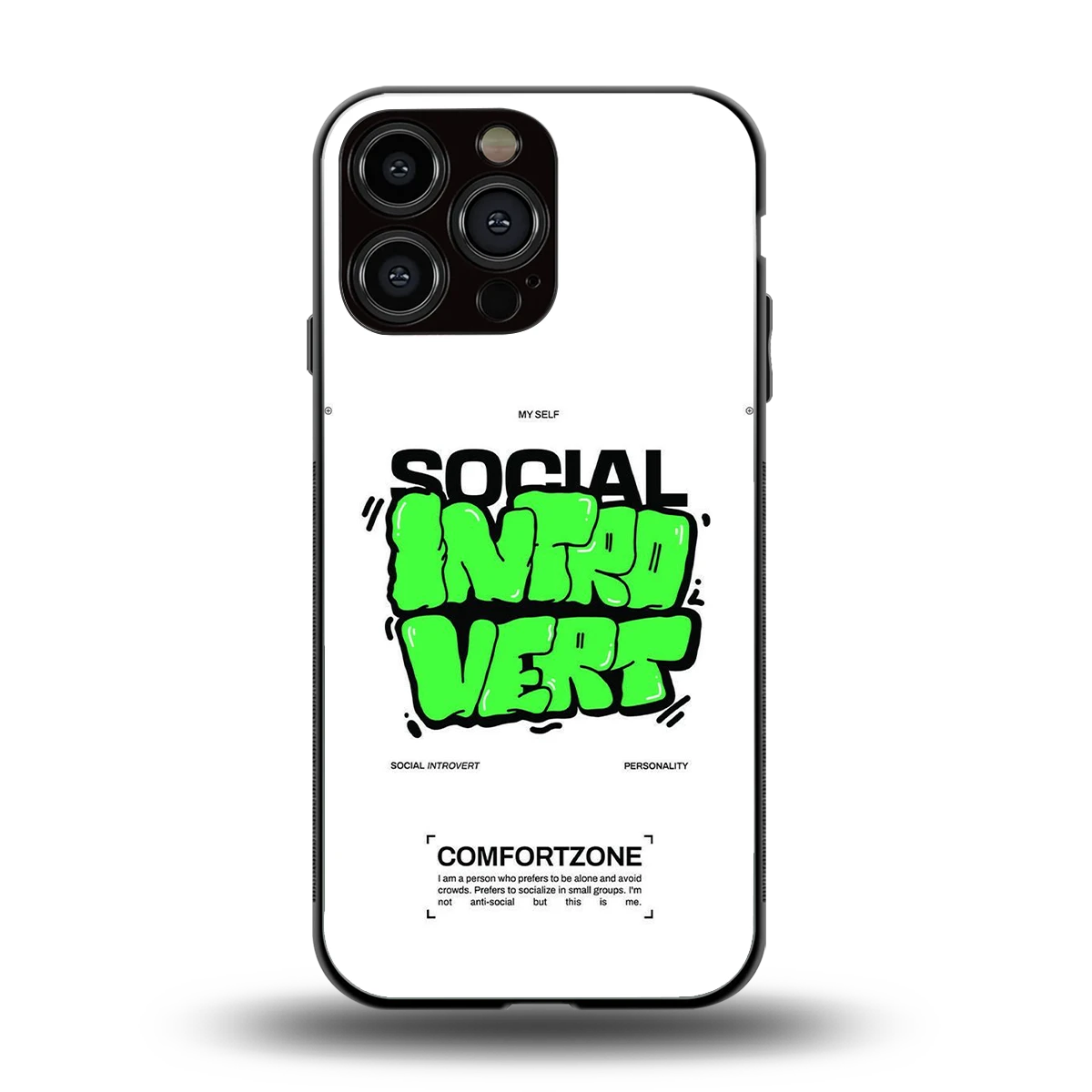 Social Introvert back phone cover | glass case for iphone 15 pro max