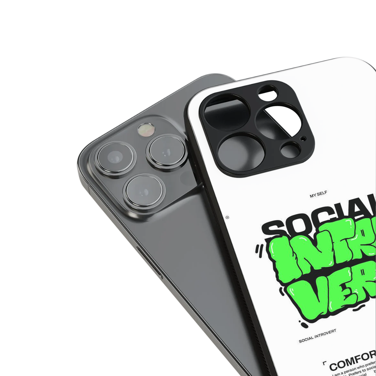 Social Introvert stylish phone case for iPhone 16 | glossy glass and slim fit