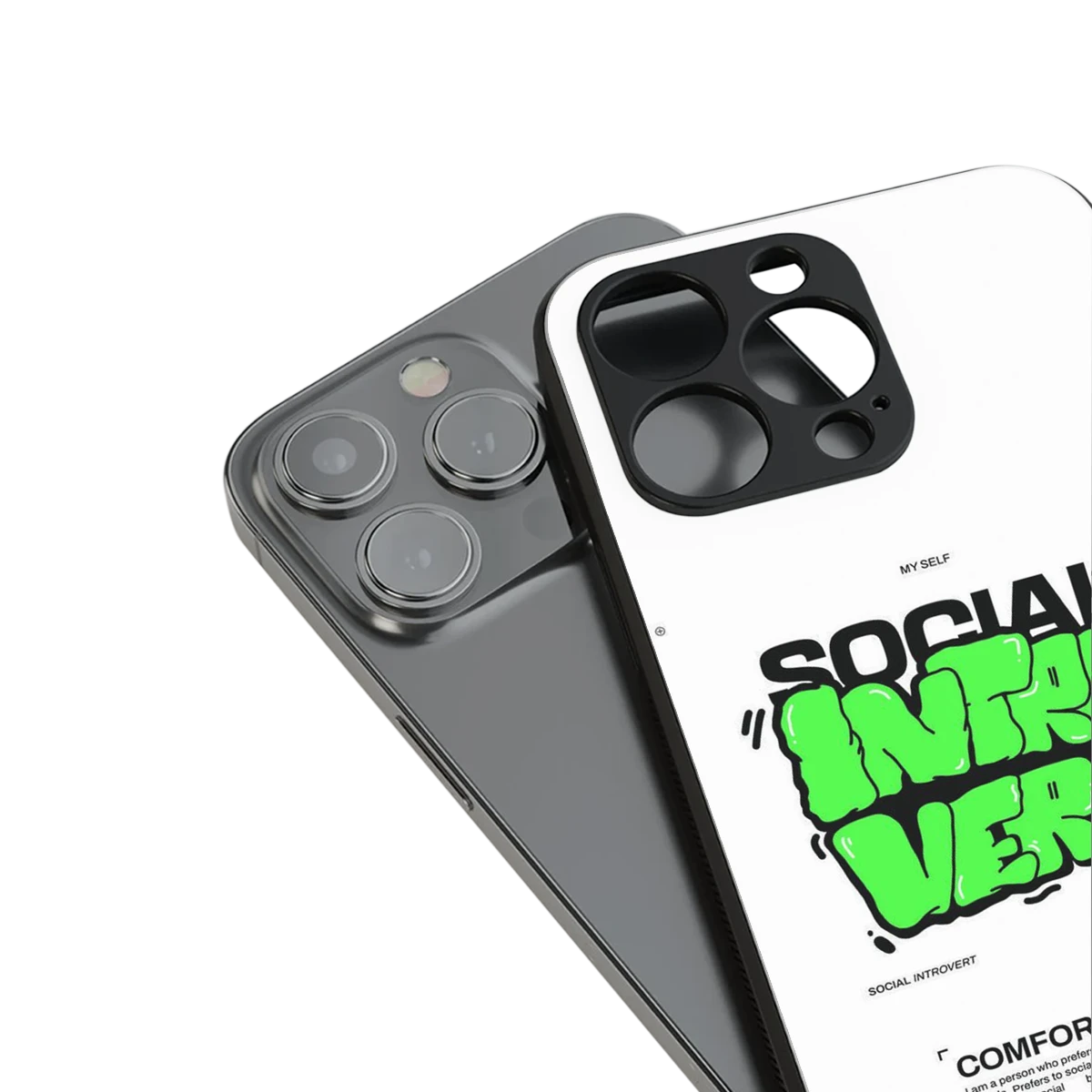 Social Introvert stylish phone case for iphone 15 pro max | glossy glass and slim fit