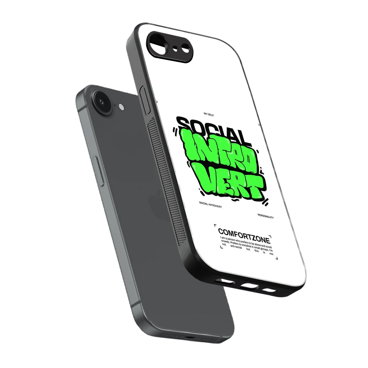 Social Introvert sleek iphone 16e cover with tempered glass back and TPU edges