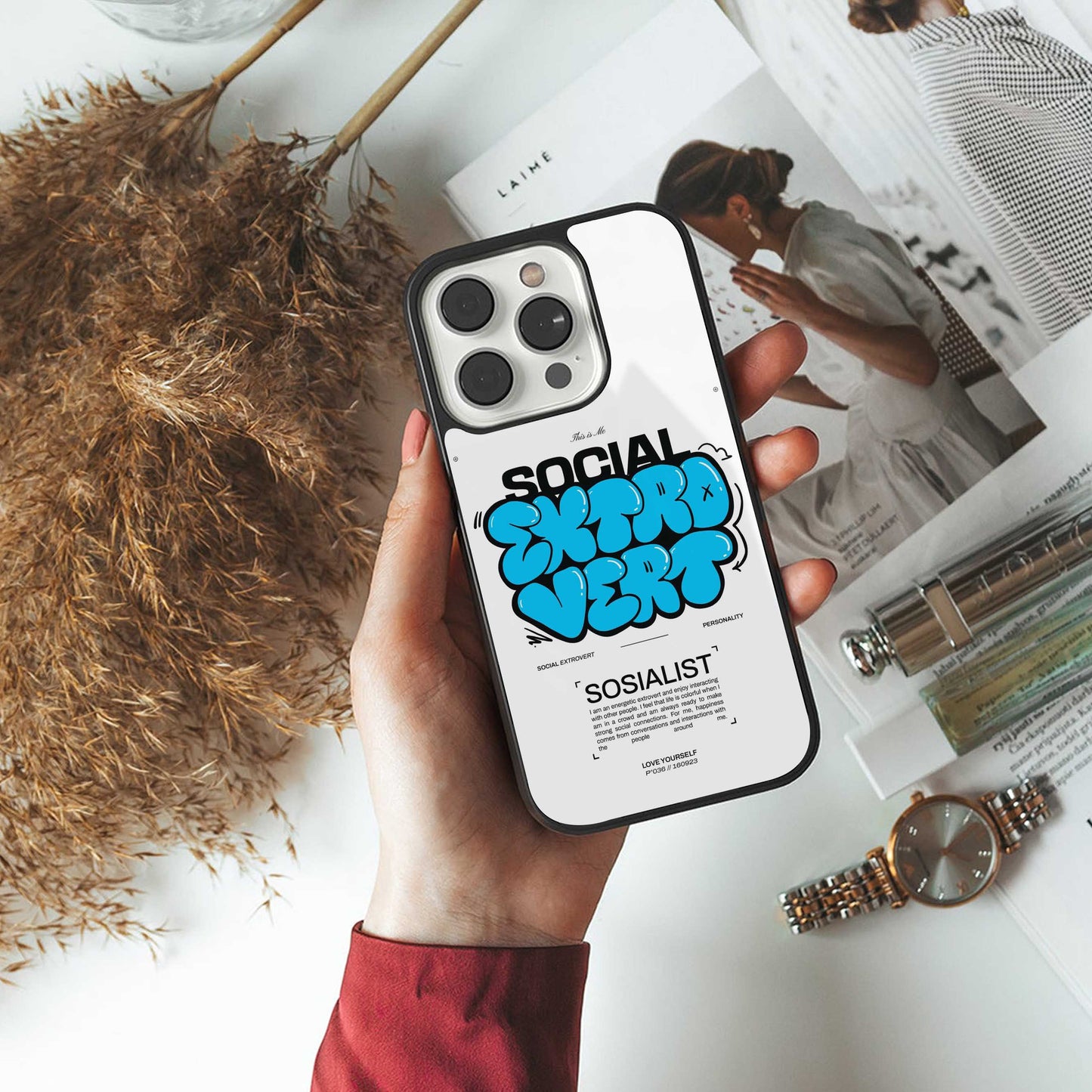 Social Extrovert luxury glass phone case for iPhone 16 | scratch and drop resistant