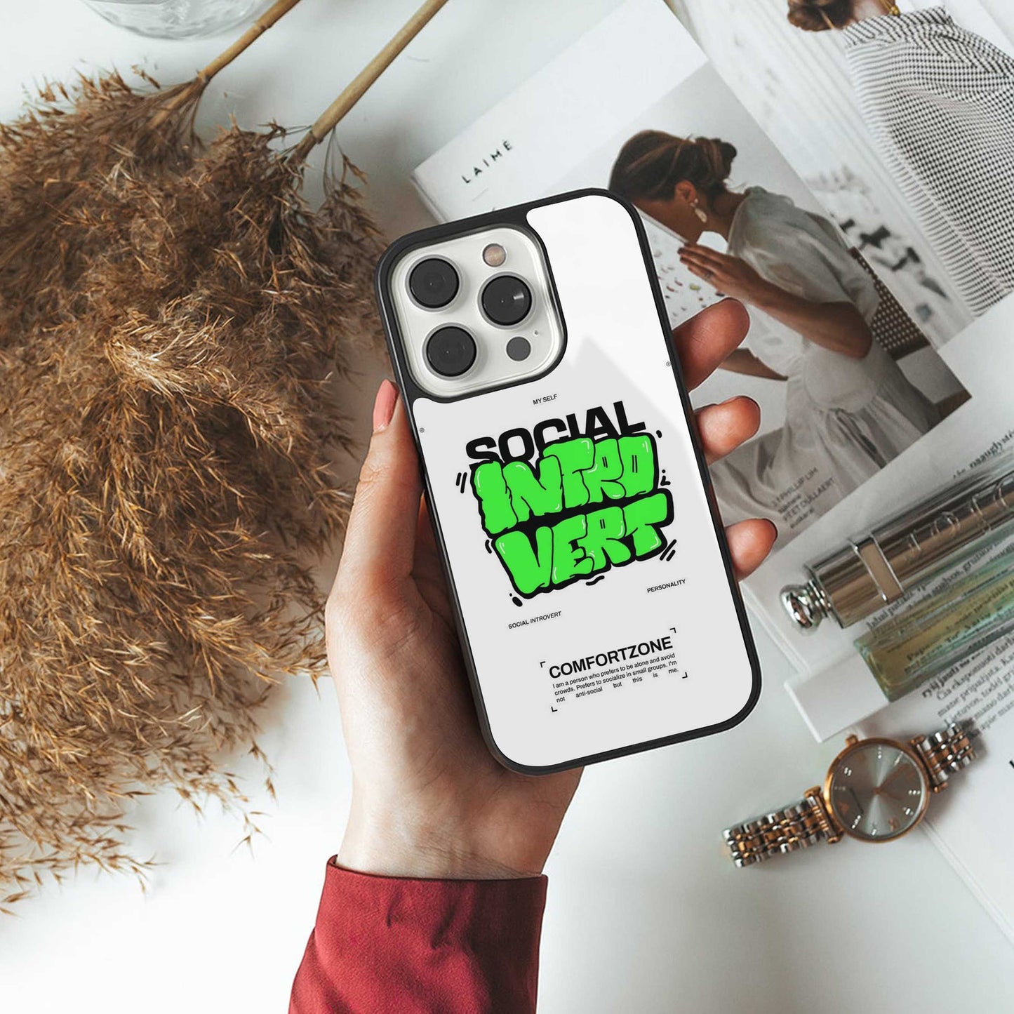 Social Introvert luxury glass phone case for iPhone 16 | scratch and drop resistant