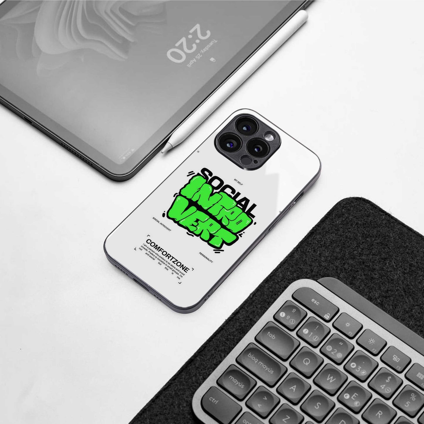 Social Introvert TPU glass hybrid case for iPhone 16 | premium mobile back cover