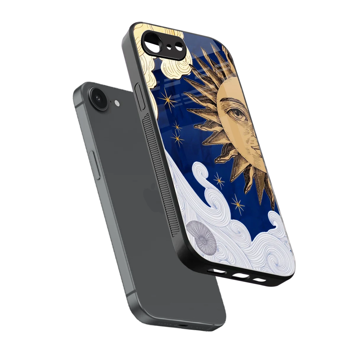 Solar Bliss sleek iphone 16e cover with tempered glass back and TPU edges