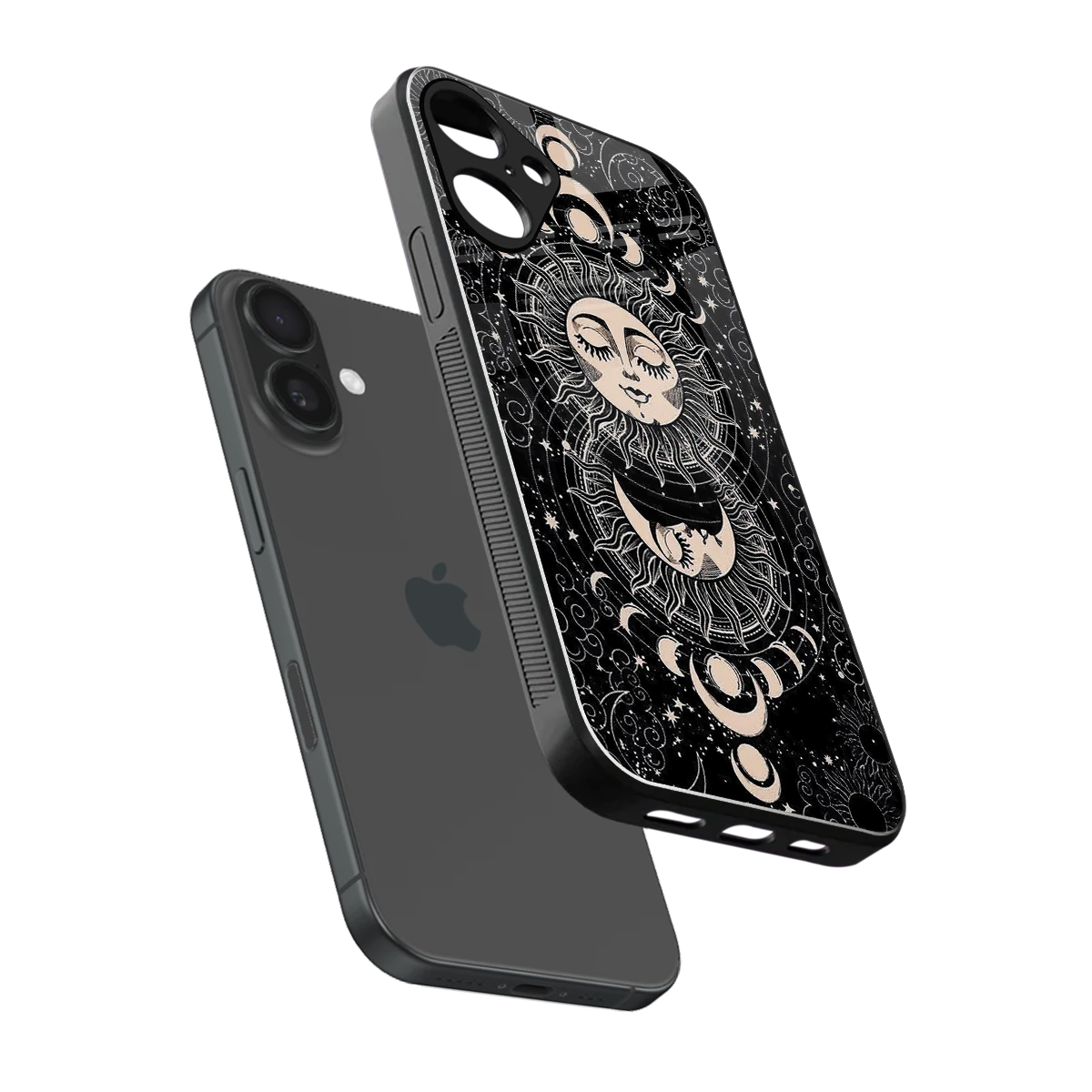 Solar Eclipse sleek iphone 16 plus cover with tempered glass back and TPU edges