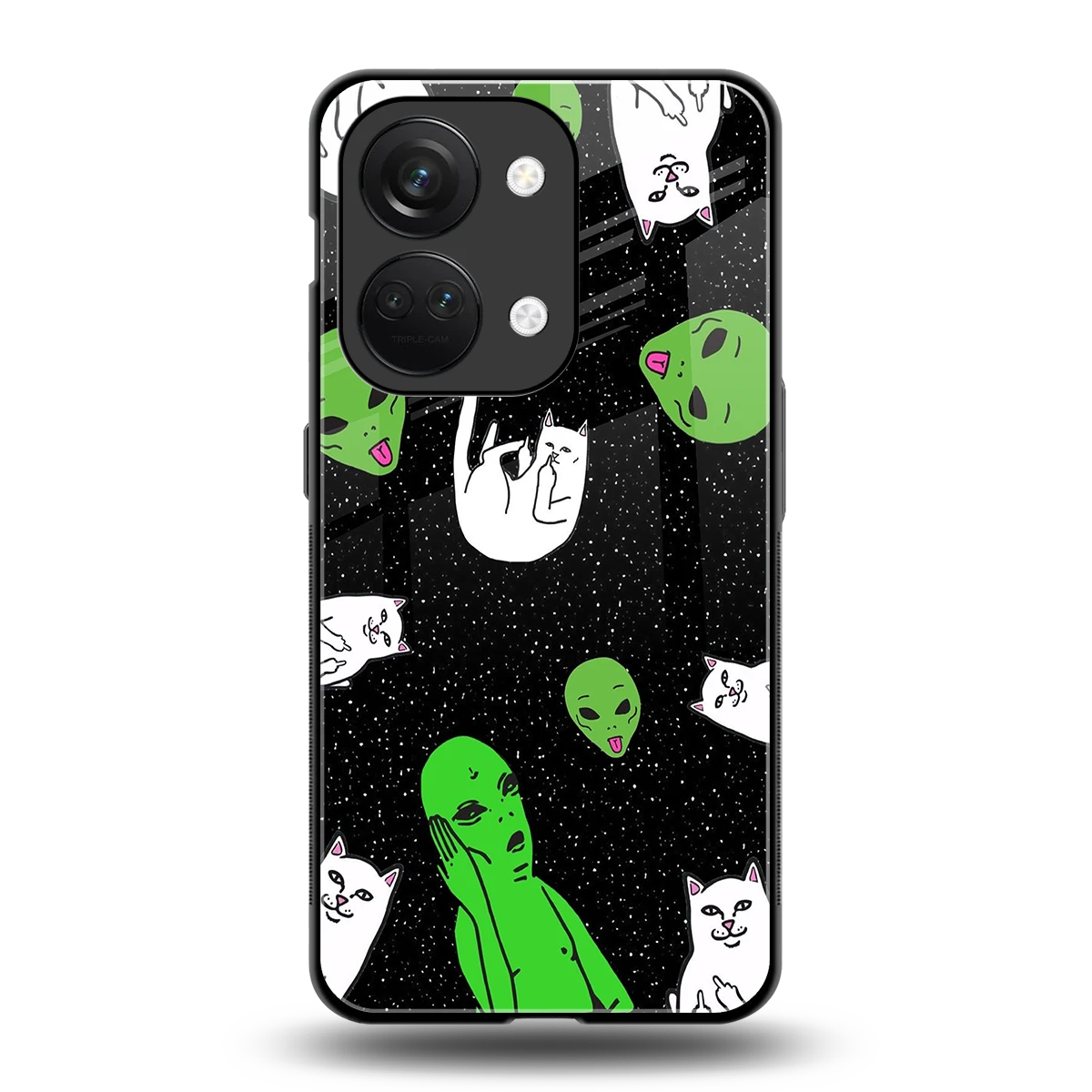 Space Kitty back phone cover | glass case for oneplus nord 3