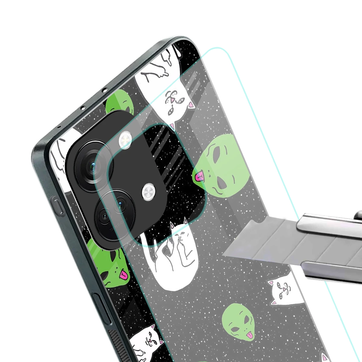 Space Kitty stylish phone case for oneplus nord 3 | glossy glass and slim fit
