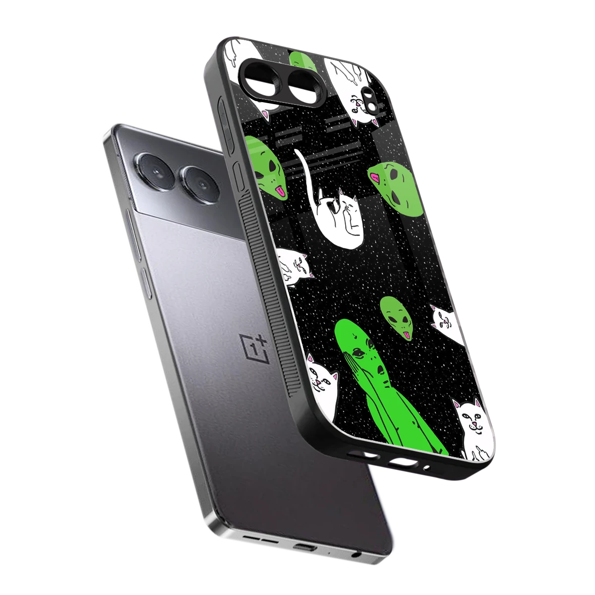 Space Kitty sleek oneplus nord 4 cover with tempered glass back and TPU edges
